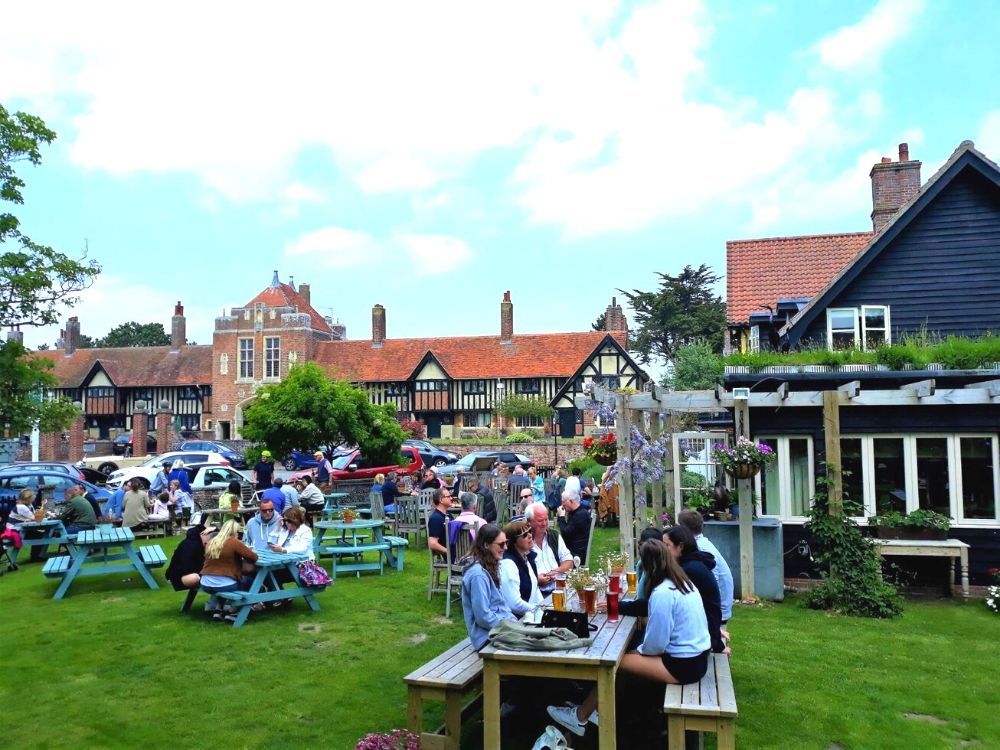 The beer garden at the Dolphin Inn Thorpeness
