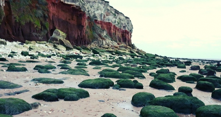 Interesting cliffs and rock formations at Hunstanton Beach