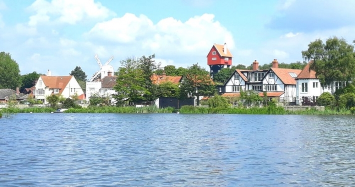 View of the House in the Clouds Thorpeness from the Boating Lake