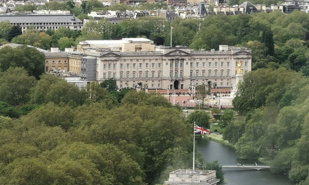View of Buckingham Palace from the London Eye.
