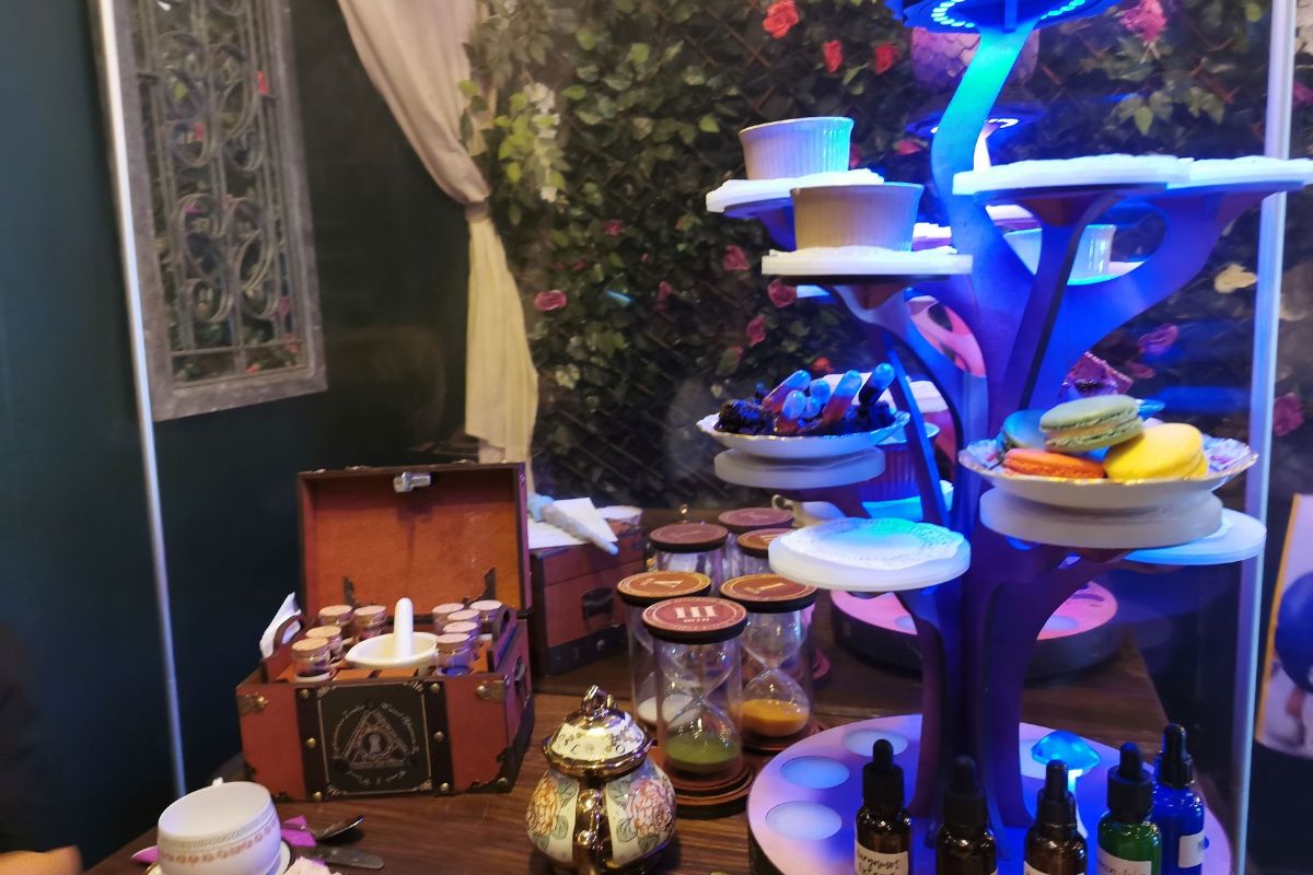 Wizarding afternoon tea at Wands and Wizard Exploratorium in London.